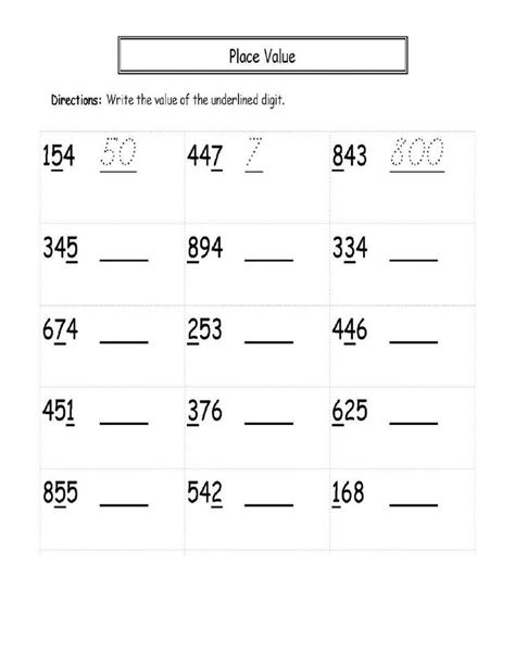 Math Hundreds Tens Ones Worksheet