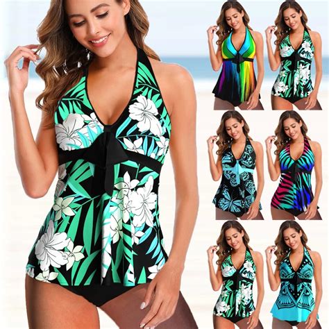 Nieuwe Vrouwen Sexy Diepe V Hals Badmode Zomer Plus Size Tankini Sets