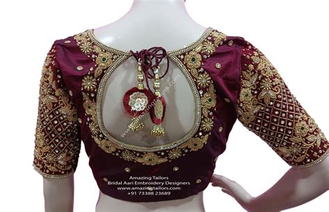 Aari Work Blouse Bridal Blouse Embroidery Work Maggam Work Blouse 3704 Amazing Tailors