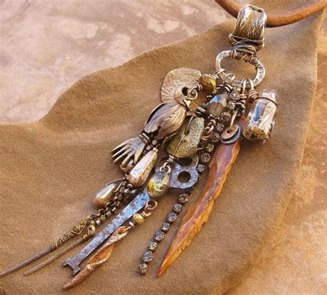 Reserved Desert Mixed Media Talisman Necklace With Handmade Pendants