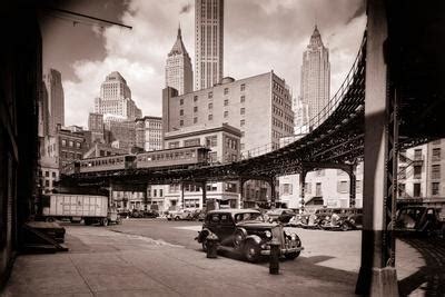 1930s DOWNTOWN FINANCIAL DISTRICT CURVE OF THIRD AVENUE ELEVATED TRAIN