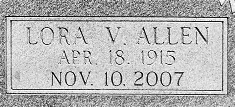 Lora Vina Allen Roberts 1915 2007 Memorial Find A Grave