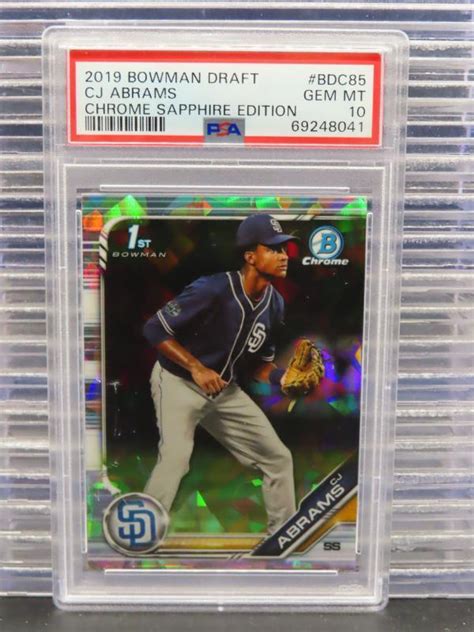 CJ Abrams 2019 Bowman Draft Sapphire Edition BDC 85 Chrome 1st PSA