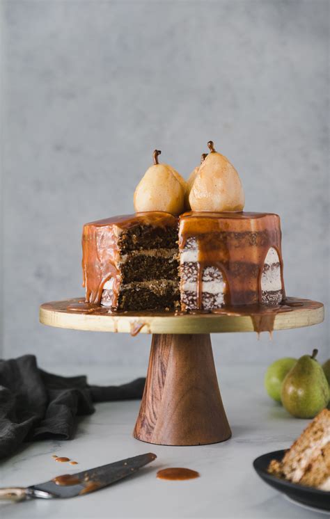 Spiced Pear Cake With Brown Butter Buttercream And Chai Salted Caramel