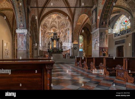 The Interior Of The Cathedral Of San Lorenzo Lugano Switzerland Stock
