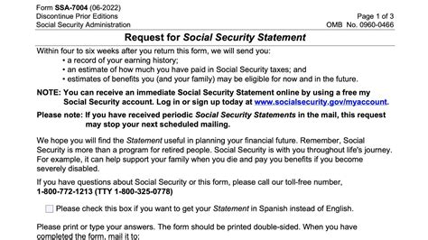 Form Ssa 7004 Walkthrough Request For Social Security Statement Youtube