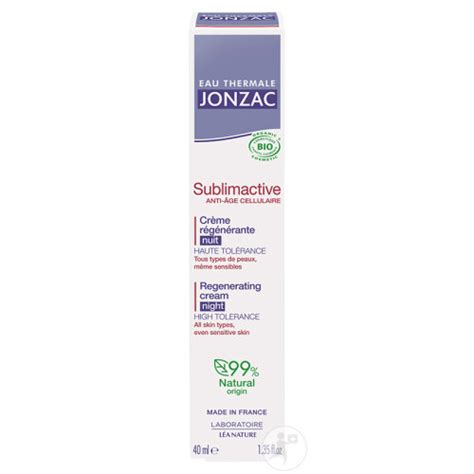 Eau Thermale Jonzac Sublimactive Crème Nuit Régénérante Bio Tube Pompe