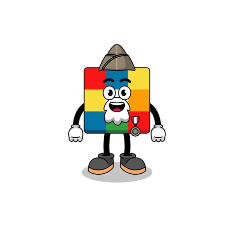 Character cartoon of cube puzzle as a veteran 7705490 Vector Art at Vecteezy