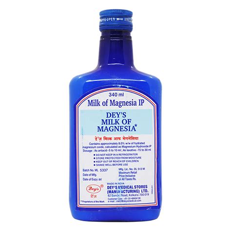 Buy Dey S Milk Of Magnesia Liquid 340ml Online At Upto 25 Off Netmeds