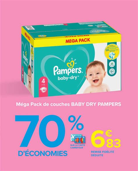 Promo Mega Pack De Couches Baby Dry Pampers Chez Carrefour Market