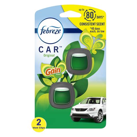 Febreze Car Air Freshener Vent Clip Gain Original Scent 06 Oz Car Vent Clip Pack Of 2