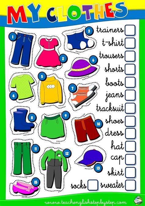 Esl Worksheet Clothes Available In Pack English Step By Step 3rd