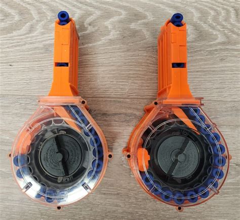 Lot Of 2 Nerf N Strike Elite 25 Round Drum Magazine Clip And Darts Hasbro Tested Ebay