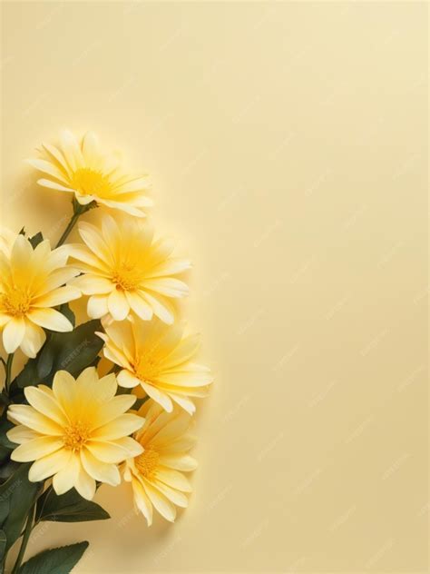 Premium Photo | Soft light yellow flowers with top side blank space ...