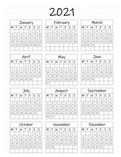 Printable Calendar Year At A Glance