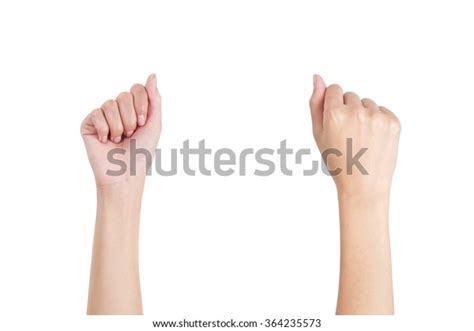 Womans Hands Fist Gesture Front Back Stock Photo Edit Now 364235573