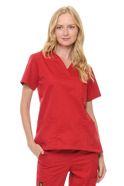 Unisex Soft Stretch Poly Rayon 3 Pocket V Neck Scrub Top