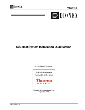 Fillable Online ICS 3000 System Installation Qualification Dionex Fax