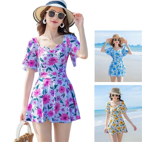 Beach Hot Spring Swimsuit Fairy Covers Meat Slim One Piece Swimwear Women Slightly Flowers