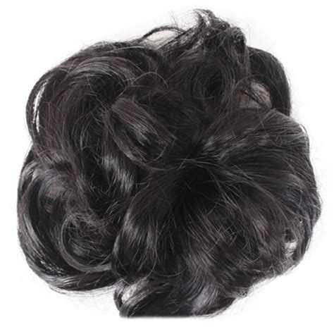 Fashion Women Hair Bun Extension Wavy Curly Messy Donut Chignons Wig