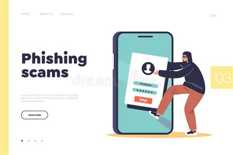 Phishing Scams Concept Of Landing Page With Cyber Criminal Stealing