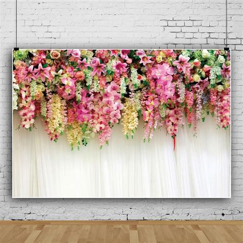 Amazon Toengs X Ft Wedding Backdrop Pink Red Flowers Arch