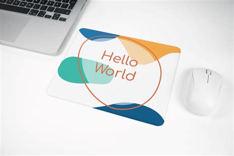 Minimalistic Hello World Mousepad Mockup Design | Mediamodifier