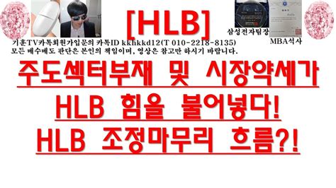 주식투자 Hlb주도섹터부재 및 시장약세가hlb 힘을 불어넣다hlb 조정마무리 흐름 Youtube