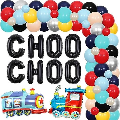 Cheereveal Train Party Decorations Choo Choo Train Balloon Garland