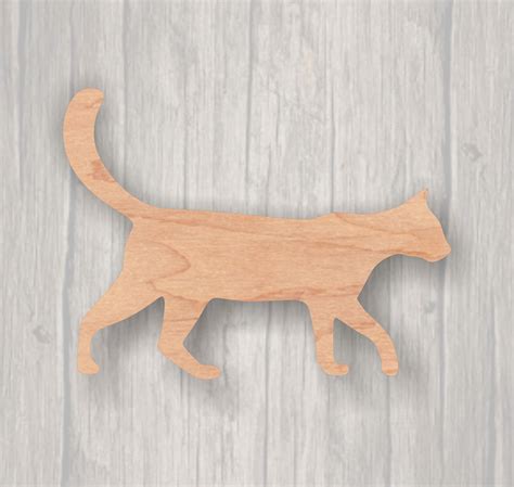 Cat Unfinished Wood Cutout Wood Cutout Laser Cutout Wood Etsy