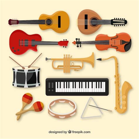 Coleção de instrumentos musicais Vetor Grátis