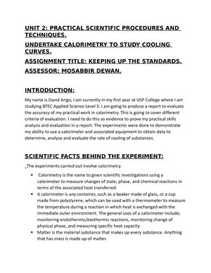 Btec National Applied Science Student B1 Unit 1 Principles And