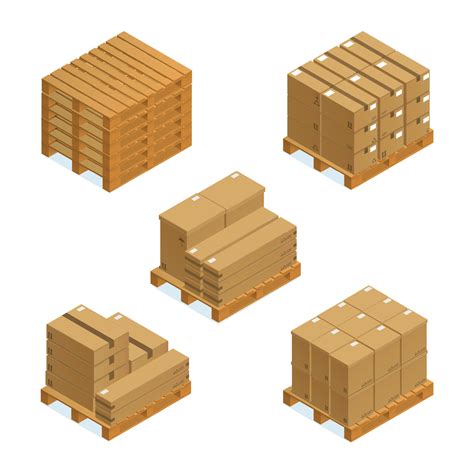 Isometric Wooden Pallet Set 8408014 Vector Art At Vecteezy