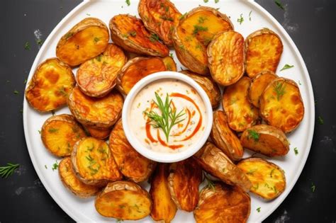 Premium Photo Crispy Air Fryer Roast Potatoes Presented On A White Plate With Irresistible