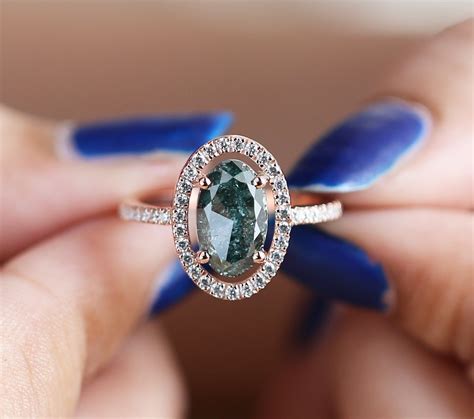 206 Ct Blue Diamond Ring Engagement Ring Oval Diamond Ring Etsy