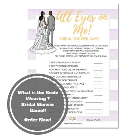 What Is The Bride Wearing Bridal Shower Game African American Bridal