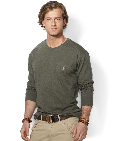 Polo Ralph Lauren Classic Fit Long Sleeved Jersey Pocket Crew Neck T