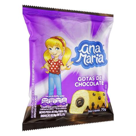 Bolo Baunilha Gotas De Chocolate Recheio Chocolate Ana Maria Pacote