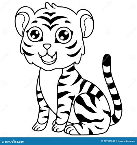 Cartoon Tiger Isolated On White Background Stock Vector Illustration