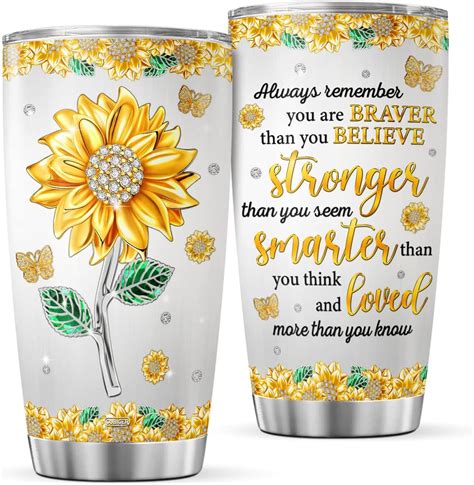 Sandjest Personalized Sunflower Tumbler Stainless Steel Tumblers 20oz 30oz Coffee