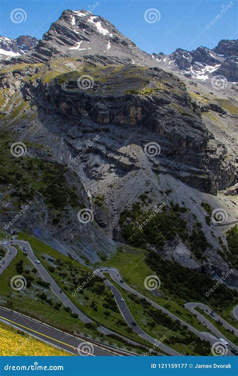 switchback stock image image  summer mountain snow
