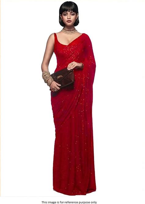 Buy Bollywood Sabyasachi Inspired Red Georgette Sequin Saree In Uk Usa