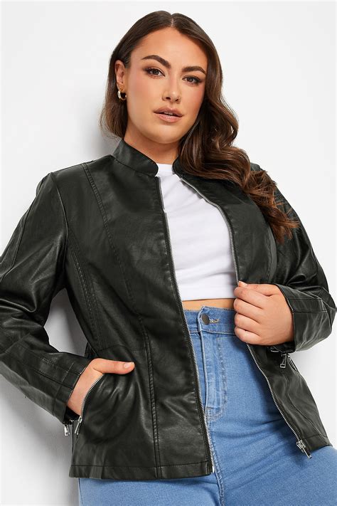 Plus Size Black Faux Leather Jacket Yours Clothing