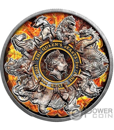 COMPLETER Iron Power Edition Queen Beasts 2 Oz Silber Münze 5 United