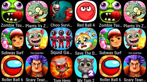 Zombie Tsunami Plants Vs Zombies 2 Squid Game Red Ball 4 Choo Survival