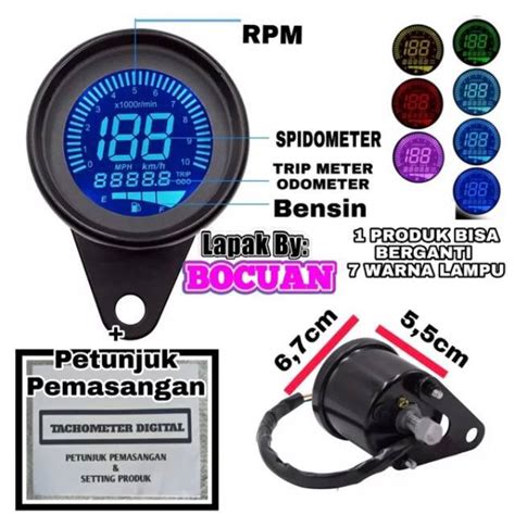 Jual Takometer Rpm Spidometer Bensin Digital Universal Speedometer