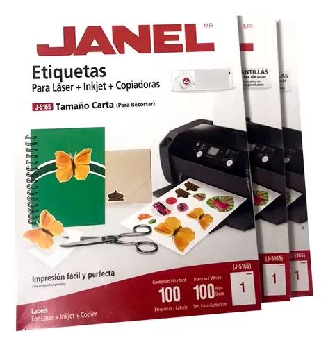 Etiquetas Janel J 5165 Etiquetas Tamaño Carta 3 Paquetes Meses sin