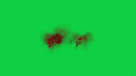 Blood splatter effect overlay animation on green screen background ...