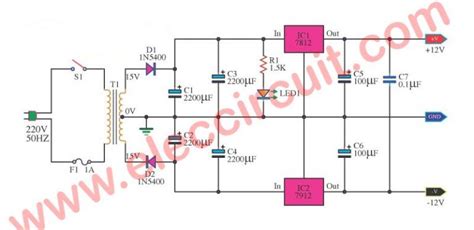 12V Dual Power Supply Using 7812 7912 ElecCircuit In 2020