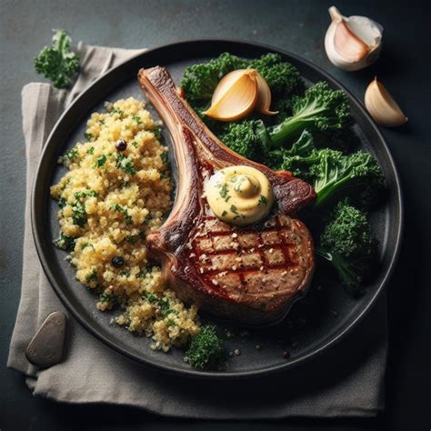 Premium Photo A Tender Roasted Lamb Chop With A Garlic And Herb Butter